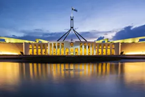 Parliament House at dusk, Canberra, Australian Capital Territory, Australia Parliament House at dusk, Canberra, Australian Capital Territory, Australia