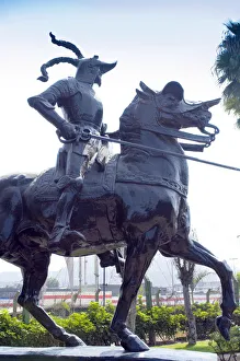 Peru, Lima, Bronze Statue Of Francisco Pizzaro, Founder Of Lima, Parque de la Muralla Peru, Lima, Bronze Statue Of Francisco Pizzaro, Founder Of Lima, Parque de la Muralla