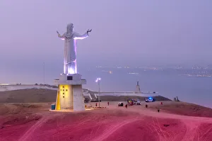 Peru, Lima, Christo del Pacifico, Statue Of Jesus Christ, Overlooking The Pacific Peru, Lima, Christo del Pacifico, Statue Of Jesus Christ, Overlooking The Pacific