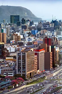 Peru, Lima, San Idsidro, Business District, Miraflores District In The Background Peru, Lima, San Idsidro, Business District, Miraflores District In The Background