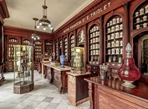 Caribbean Travel Destinations Prints: Pharmaceutical Museum, interior, Matanzas, Matanzas Province, Cuba