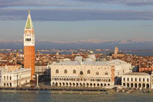 Piazza San Marco with snowy Alps; Venice; Veneto; Italy Piazza San Marco with snowy Alps; Venice; Veneto; Italy
