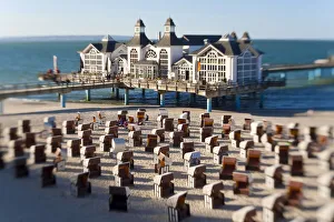 Pier at Sellin & Beach baskets wicker covered seats or Strondkorbes (German) Rugen Pier at Sellin & Beach baskets wicker covered seats or Strondkorbes (German) Rugen