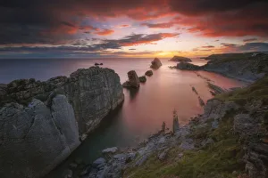 Playa de Arnia in spring at sunrise, Cantabria, Spain Playa de Arnia in spring at sunrise, Cantabria, Spain