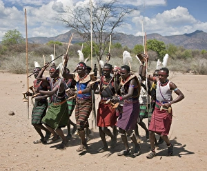 Pokot warriors celebrate an Atelo ceremony. The Pokot are pastoralists speaking a Pokot warriors celebrate an Atelo ceremony. The Pokot are pastoralists speaking a