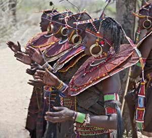 Pokot women wearing traditional beaded ornaments and brass earrings denoting their Pokot women wearing traditional beaded ornaments and brass earrings denoting their