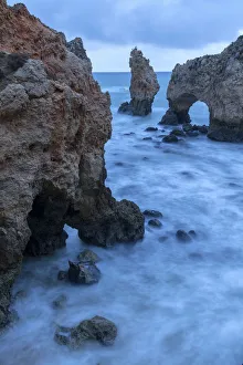 Portugal, Algarve, Lagos, Sea stacks and arch on coast Portugal, Algarve, Lagos, Sea stacks and arch on coast