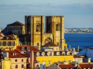 Portugal, Lisbon, Miradouro de Santa Justa, View towards the Cathedral Se Portugal, Lisbon, Miradouro de Santa Justa, View towards the Cathedral Se