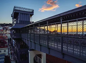 Portugal, Lisbon, Santa Justa Lift at sunrise Portugal, Lisbon, Santa Justa Lift at sunrise