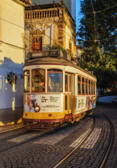 Portugal, Lisbon, Tram number 28 in Alfama Portugal, Lisbon, Tram number 28 in Alfama