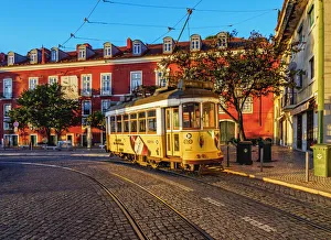 Portugal, Lisbon, Typical tram in Alfama Portugal, Lisbon, Typical tram in Alfama