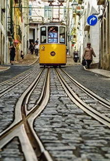 Portugal, Lisbon, View of the Bica Funicular Portugal, Lisbon, View of the Bica Funicular