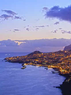 Portugal, Madeira, Funchal, Twilight view of Funchal Portugal, Madeira, Funchal, Twilight view of Funchal