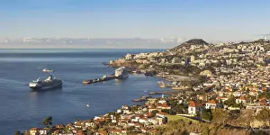 Prints of Portugal, Madeira, Funchal, View of Funchal harbour and town Portugal Prints: Madeira, Funchal Harbour Print