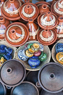 Medina of Marrakesh Collection: Pottery, Medina Souk, Marrakech, Morocco