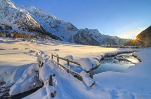 Pristine snow in winter in Rezzalo valley, Sondrio district, Valtellina, Lombardy, Italy Pristine snow in winter in Rezzalo valley, Sondrio district, Valtellina, Lombardy, Italy