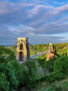 Bristol Landmarks Prints: Clifton Suspension Bridge at sunrise, Bristol, England, United Kingdom