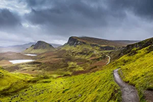 Quiraing with views of Loch Leum nu Luirginn and Loch Cleat, Isle of Skye, Highland Quiraing with views of Loch Leum nu Luirginn and Loch Cleat, Isle of Skye, Highland