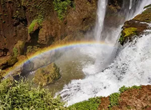 Beni Mellal Collection: Rainbow over the Ouzoud Falls, waterfall located near the Middle Atlas village of