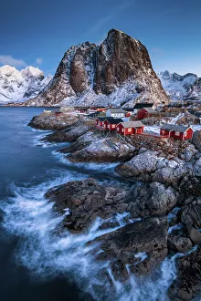 Red Fishing Cabins at Hamnoy, Lofoten Islands, Norway Red Fishing Cabins at Hamnoy, Lofoten Islands, Norway