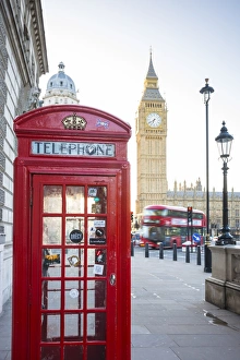 Red telephone box & Big Ben, Houses of Parliament, London, England, UK Red telephone box & Big Ben, Houses of Parliament, London, England, UK