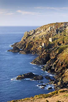 Remains of The Crowns tin mine engine houses on the Cornish Atlantic coast near Botallack Remains of The Crowns tin mine engine houses on the Cornish Atlantic coast near Botallack