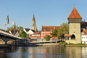 Rheintorturm Tower and Cathedral at Seerhein River, Konstanz, Lake Constance Rheintorturm Tower and Cathedral at Seerhein River, Konstanz, Lake Constance