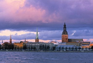 Riga Latvia Prints: Riga from across Daugava river
