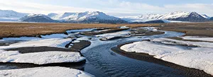 River & snow, Eskey, nr Hofn, South Iceland River & snow, Eskey, nr Hofn, South Iceland