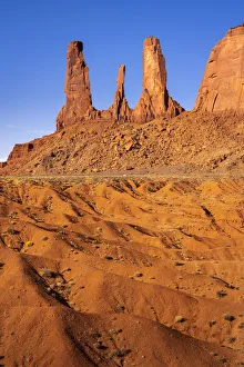 Rock formation named Three Sisters near John Ford Point, Monument Valley, Arizona, USA Rock formation named Three Sisters near John Ford Point, Monument Valley, Arizona, USA