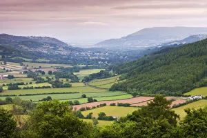 Rolling countryside in the Usk Valley looking towards Crickhowell, Brecon Beacons Rolling countryside in the Usk Valley looking towards Crickhowell, Brecon Beacons