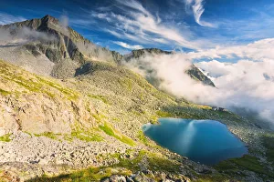 Rotondo lake in Adamello park at sunset, Lombardy district, in Brescia province, Italy Rotondo lake in Adamello park at sunset, Lombardy district, in Brescia province, Italy