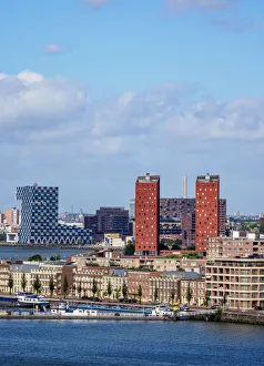 South Holland Architecture Prints: Rotterdam Skyline, elevated view, South Holland, The Netherlands