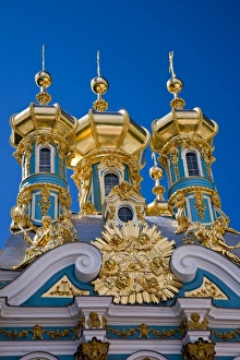 Russia, St Petersburg, Catherine Palace, Tsarskoe Selo. The lavish imperial palace at Tsarskoe Selo was designed by Russia, St Petersburg, Catherine Palace, Tsarskoe Selo. The lavish imperial palace at Tsarskoe Selo was designed by