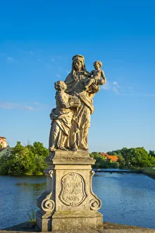 Saint Anne sculpture on Pisek Stone Bridge which is the oldest stone bridge in the Czech Republic, Pisek Saint Anne sculpture on Pisek Stone Bridge which is the oldest stone bridge in the Czech Republic, Pisek