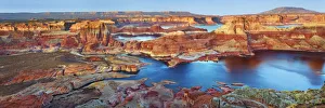 Sandstone erosion landscape at Alstrom Point at Lake Powell - USA, Utah, Kane Sandstone erosion landscape at Alstrom Point at Lake Powell - USA, Utah, Kane