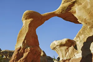 Sandstone erosion landscape in Devils Garden at Metate Arch - USA, Utah, Kane Sandstone erosion landscape in Devils Garden at Metate Arch - USA, Utah, Kane