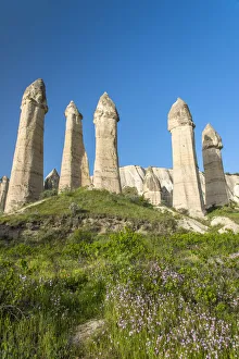 Scenic fairy chimneys landscape in springtime, Goreme, Cappadocia, Turkey Scenic fairy chimneys landscape in springtime, Goreme, Cappadocia, Turkey