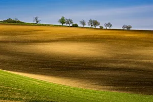 Scenic view of rolling hills near Kyjov, Hodonin District, South Moravian Region, Moravia Scenic view of rolling hills near Kyjov, Hodonin District, South Moravian Region, Moravia