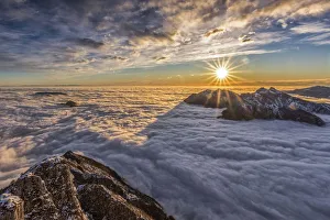 A sea of fog over the city of Lecco, Coltignone Mount, Piani Resinelli, Lecco province A sea of fog over the city of Lecco, Coltignone Mount, Piani Resinelli, Lecco province
