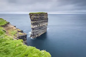 Irish Coastal Scenes Prints: Sea stack called Dun Briste at Downpatrick Head from the surrounding cliffs