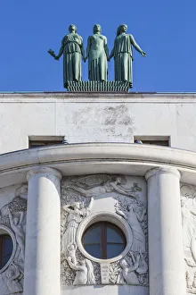 Serbia, Belgrade, Stari Grad - the Old Town, Three statues on top of The French Embassy Serbia, Belgrade, Stari Grad - the Old Town, Three statues on top of The French Embassy