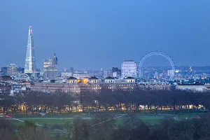 The Shard and London Eye above Hyde Park, London, England, UK The Shard and London Eye above Hyde Park, London, England, UK