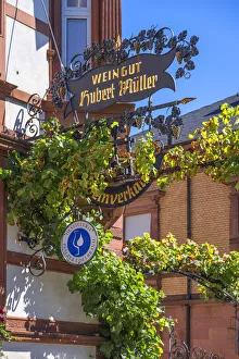 Shield of a wine-growing estate at Maikammer, Palatinate wine road, Rhineland-Palatinate Shield of a wine-growing estate at Maikammer, Palatinate wine road, Rhineland-Palatinate