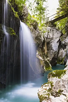 Slovenia, Gorenjska Region, Soca Valley. Velika Korita is a small gorge on the Soca Slovenia, Gorenjska Region, Soca Valley. Velika Korita is a small gorge on the Soca
