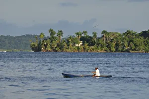 Small fishing boat on the Caribbean Sea at Bocas del Toro, Panama, Central America Small fishing boat on the Caribbean Sea at Bocas del Toro, Panama, Central America