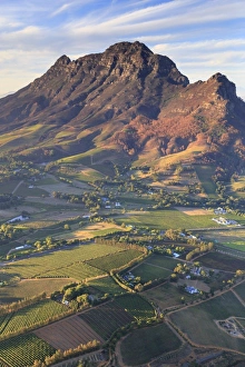 South Africa, Western Cape, Stellenbosch, Aerial view of Simonsberg Mountain range