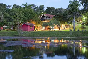 South America, Brazil, Mato Grosso, Sao Jose do Rio Claro, the lake, main buildings South America, Brazil, Mato Grosso, Sao Jose do Rio Claro, the lake, main buildings