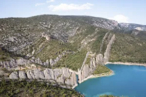 Spain, Aragon, Huesca, Finestres, The so called 'Chinese Wall' in the Montrebei's reservoir Spain, Aragon, Huesca, Finestres, The so called 'Chinese Wall' in the Montrebei's reservoir
