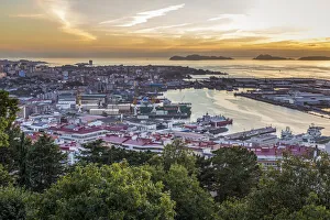 Spain, Galicia, Vigo, The Port of Bouzas from the Mirador do Castro Spain, Galicia, Vigo, The Port of Bouzas from the Mirador do Castro
